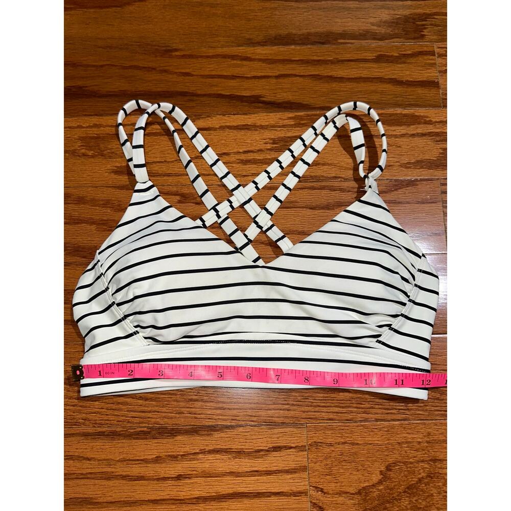 Calia Strappy Back Ruched White Black Stripe Bikini Swim Top Size S - Picture 10 of 13